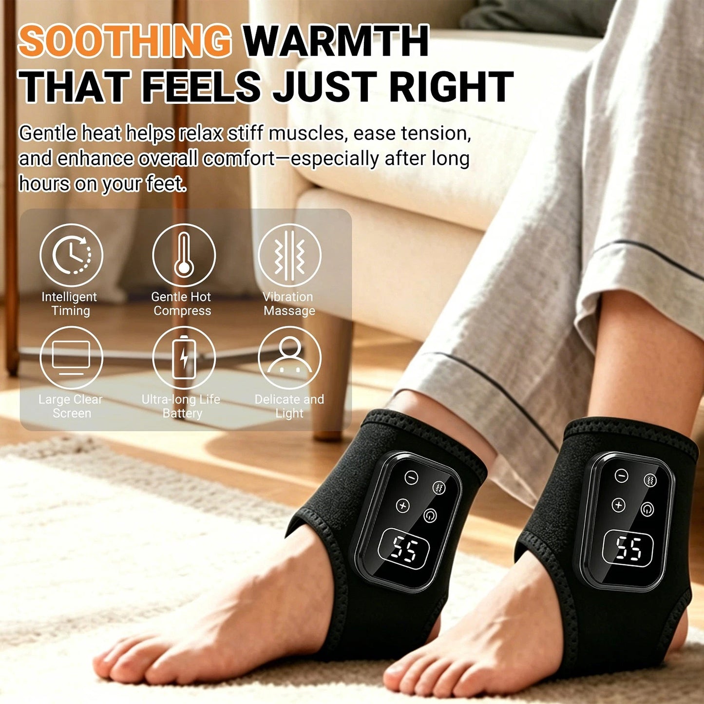 2 Piece Electric Foot Massager with Heat and Three Massage Modes