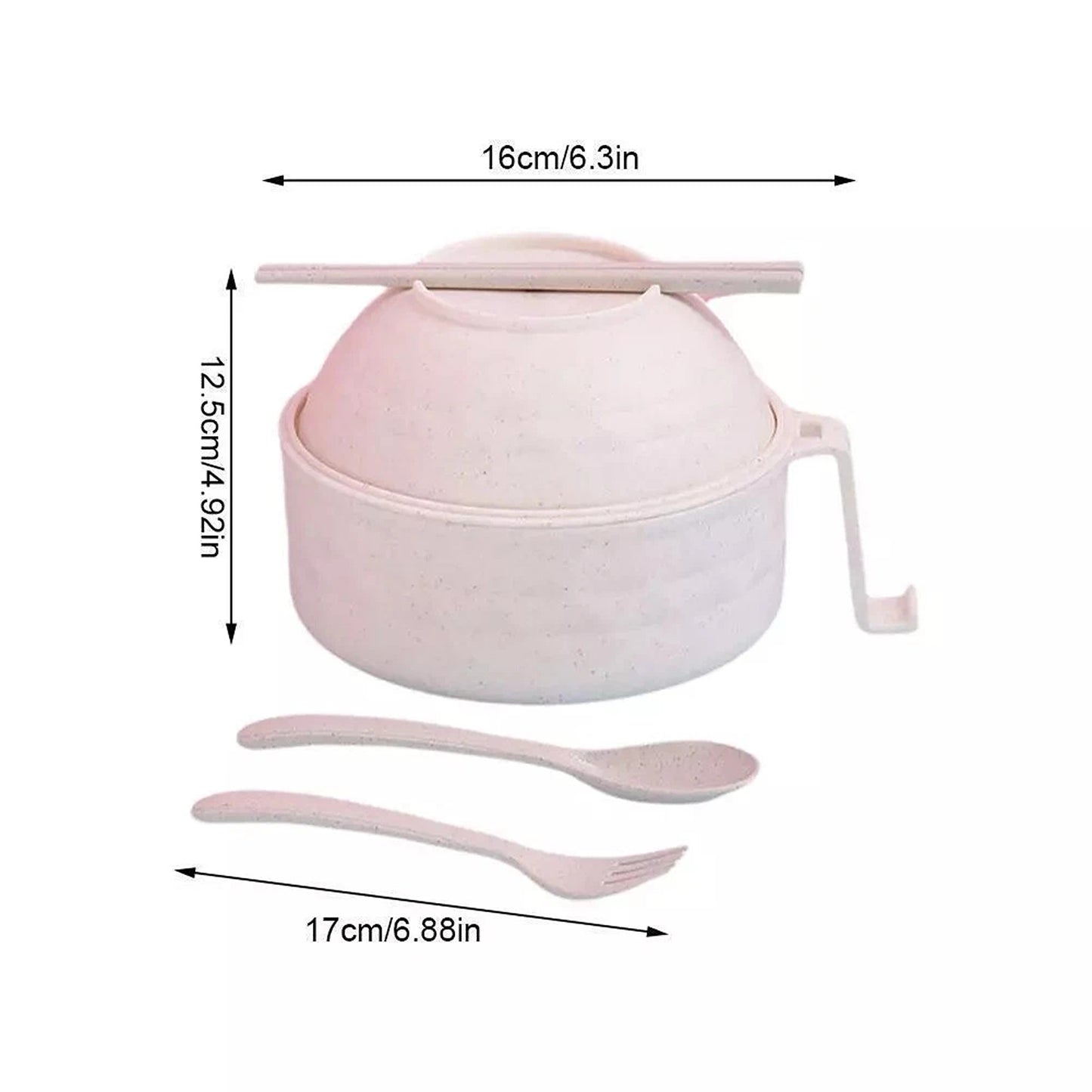 Beige Microwave Ramen Bowl Set with Chopsticks for Instant Noodles
