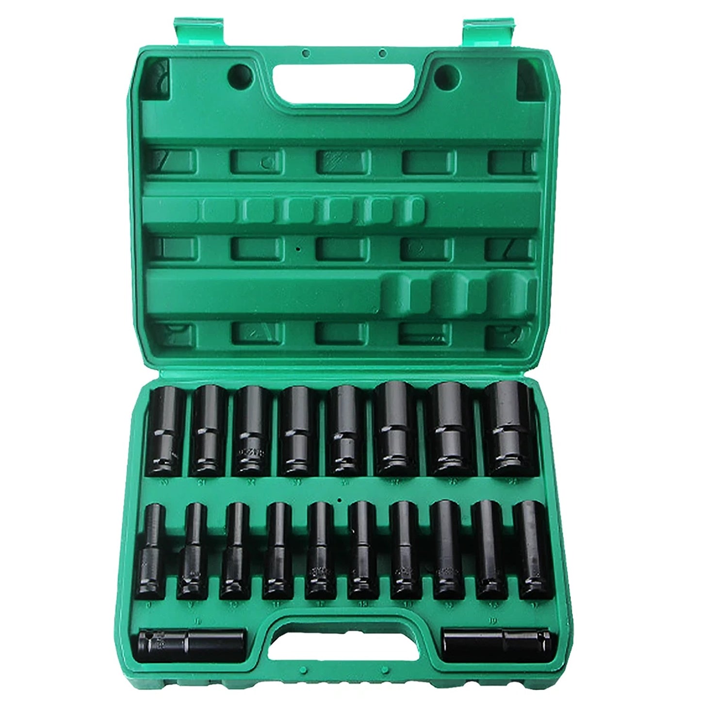 Half Inch Drive Deep Impact Socket Set CRV Steel Metric 20 Piece 8 to 32 mm