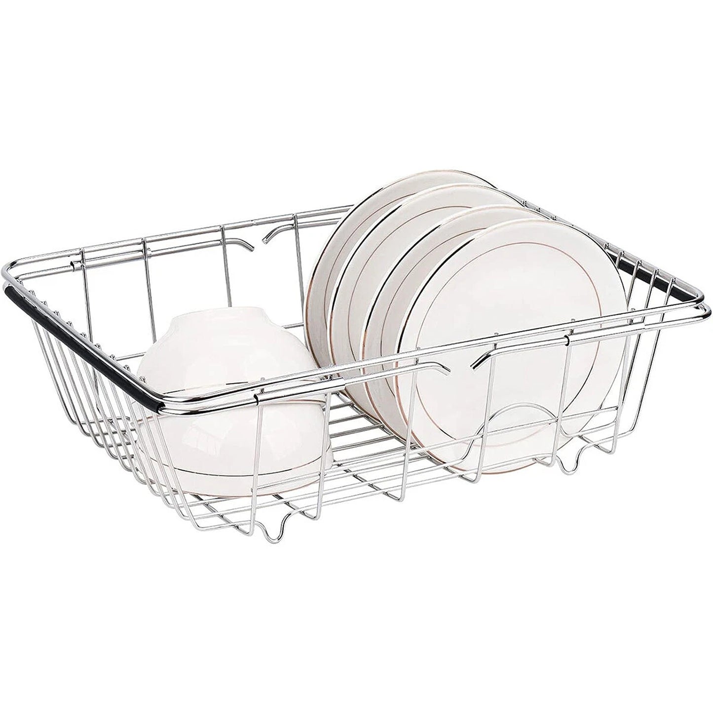 Telescopic Stainless Steel Sink Draining Basket Dish Rack