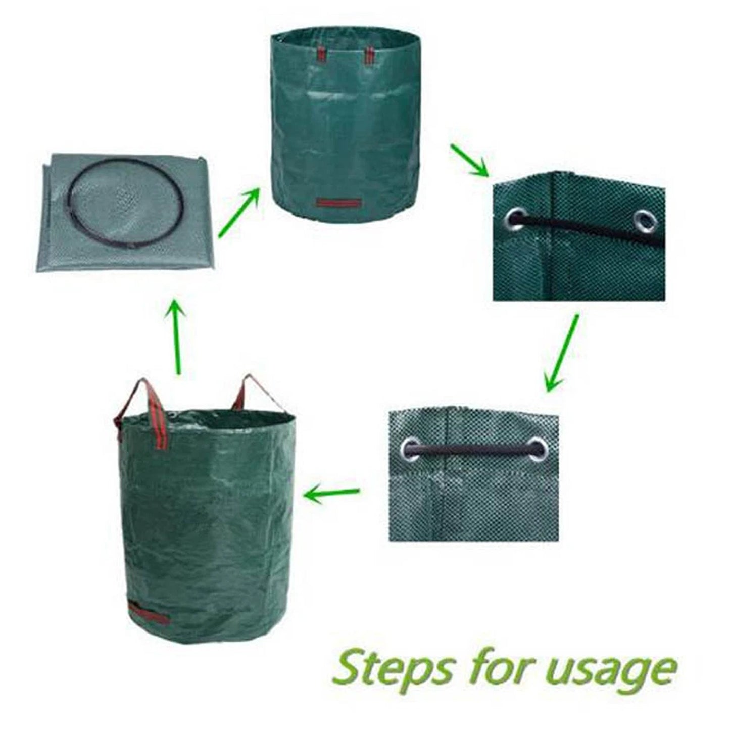 4 Piece 270L Garden Waste Bag Reusable Leaf Grass Rubbish Sack
