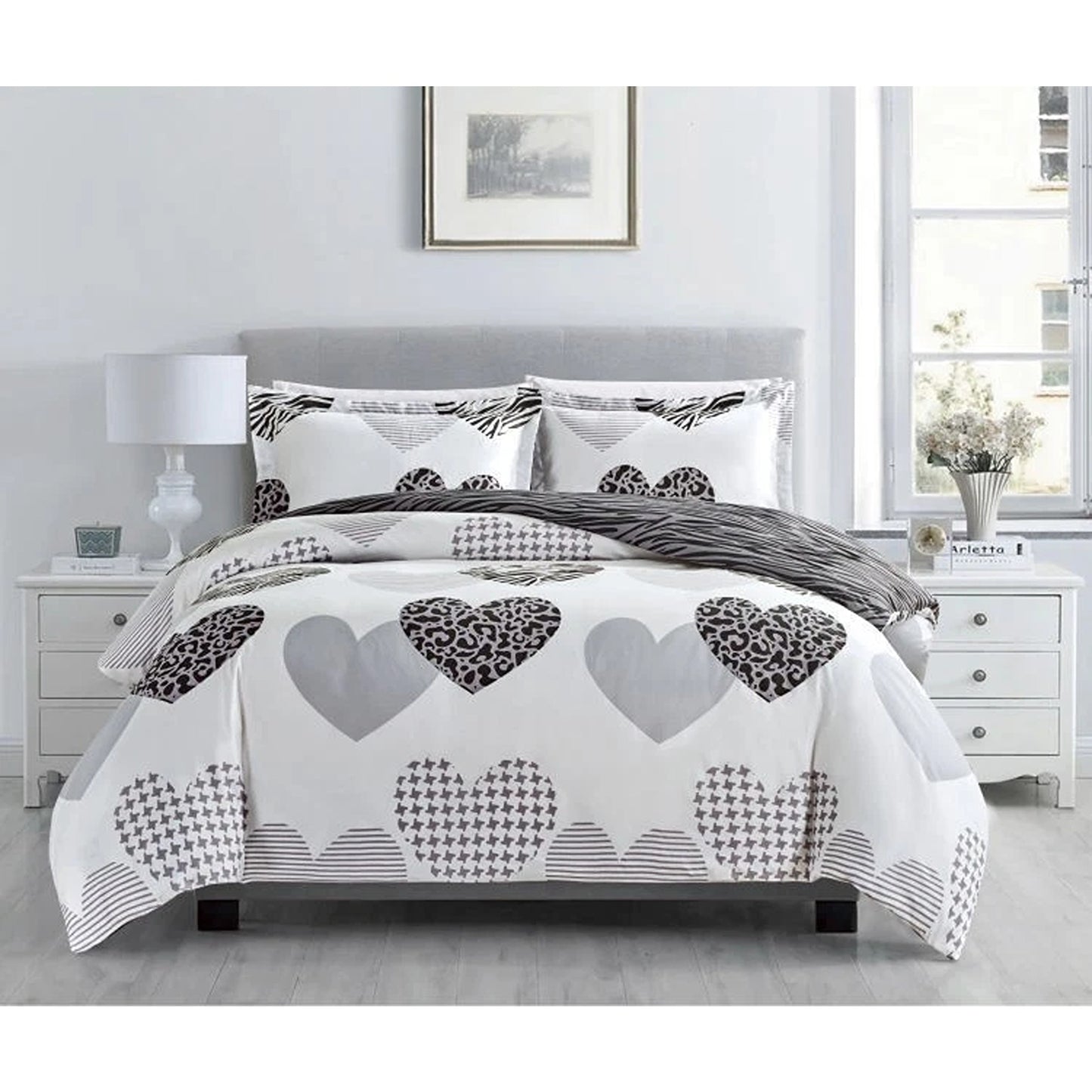 Heart Pattern Ultra Soft Bedding Set Duvet Doona Cover with Pillowcases