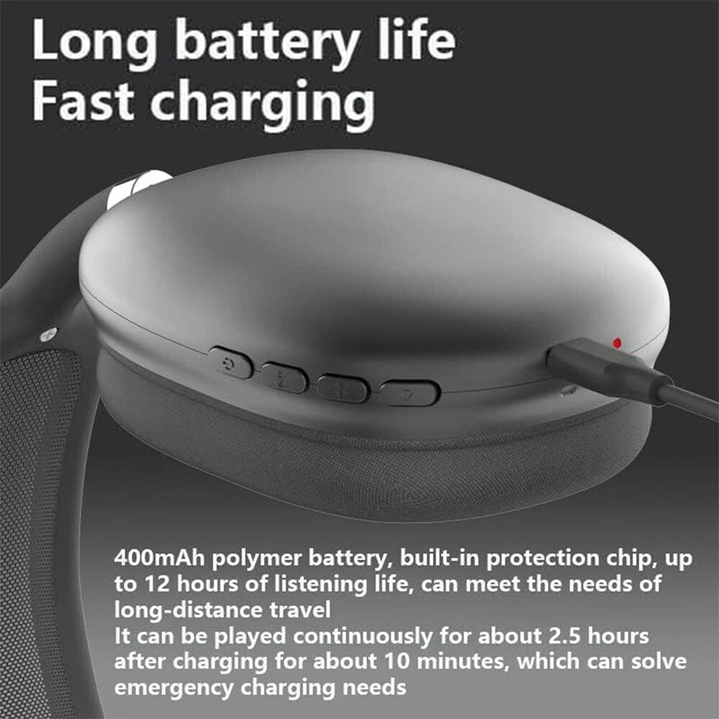 Black Wireless Bluetooth Noise Cancelling Over Ear Headphones