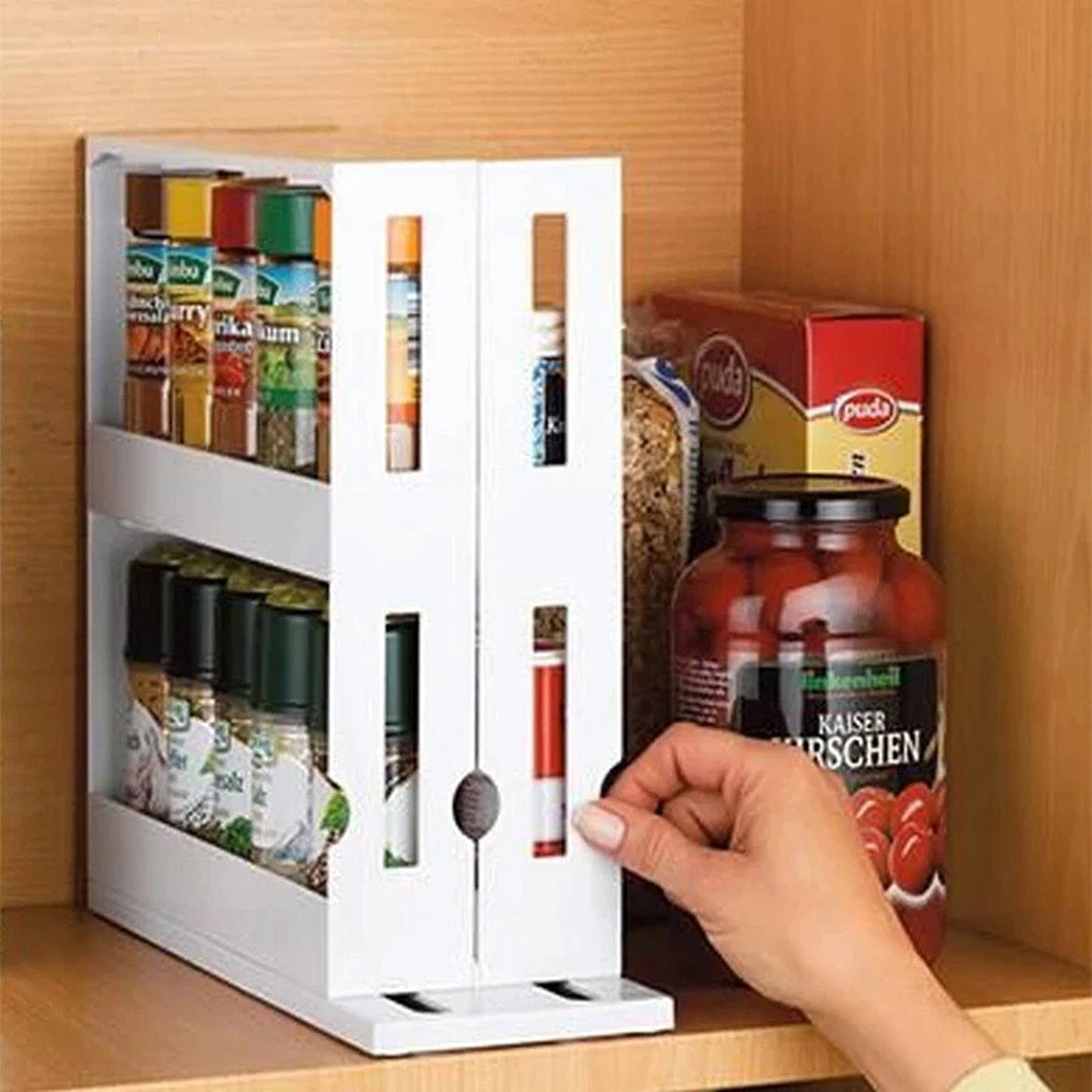 Pull Out Cabinet Spice Rack Organizer for Kitchen Storage