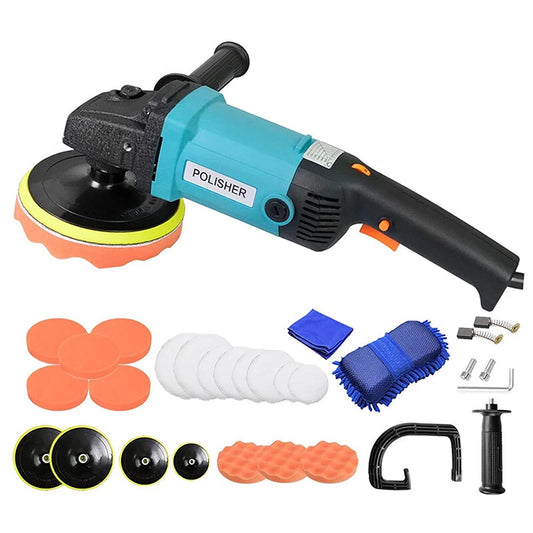 Electric Car Polisher Buffer Pad Tool Kit 6 Speed 1600W 240V 180mm 150mm