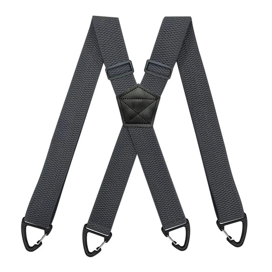 Grey Heavy Duty Elastic Suspenders for Men Trouser Pants Braces