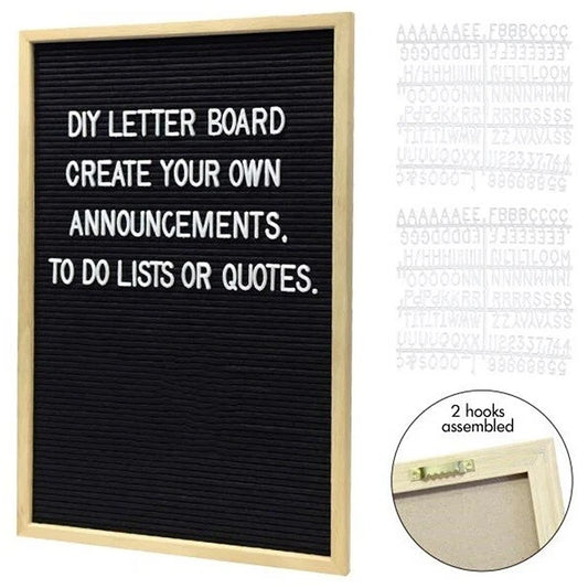A3 Wooden Frame Felt Letter Board Message Board with Symbols and Numbers