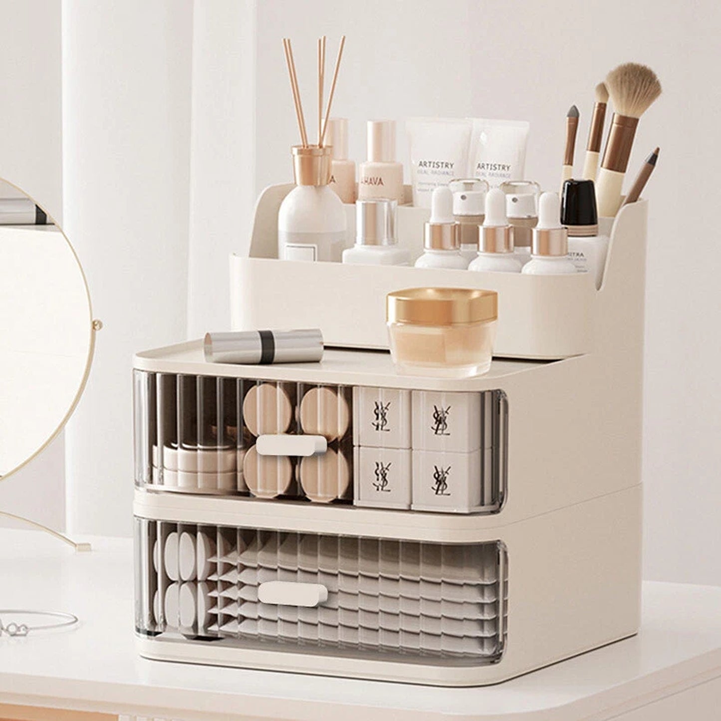 White Multi Purpose Cosmetic and Stationery Organizer
