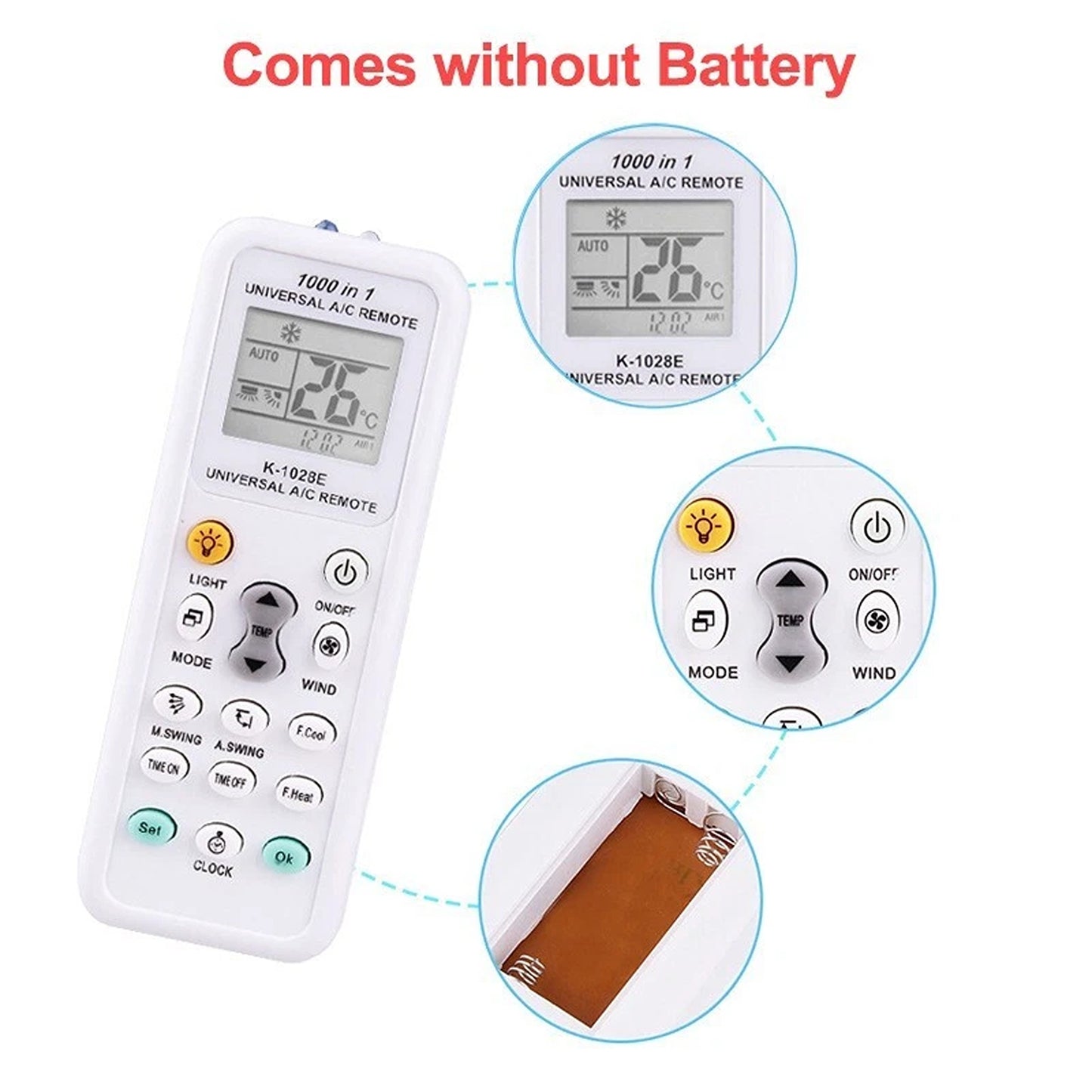 Universal AC Remote Control with LCD Display Model K-1028E