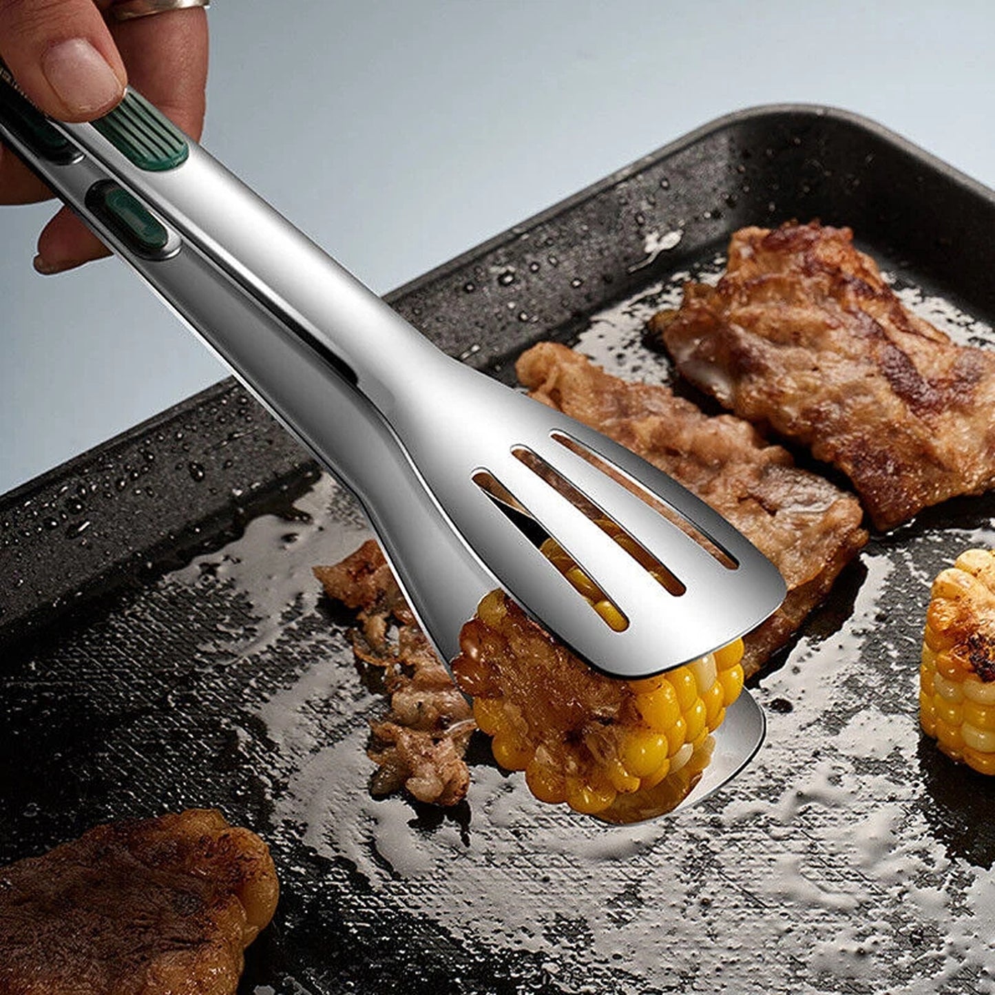 3 Piece Stainless Steel Food Tongs Grill Meat Bread Serving