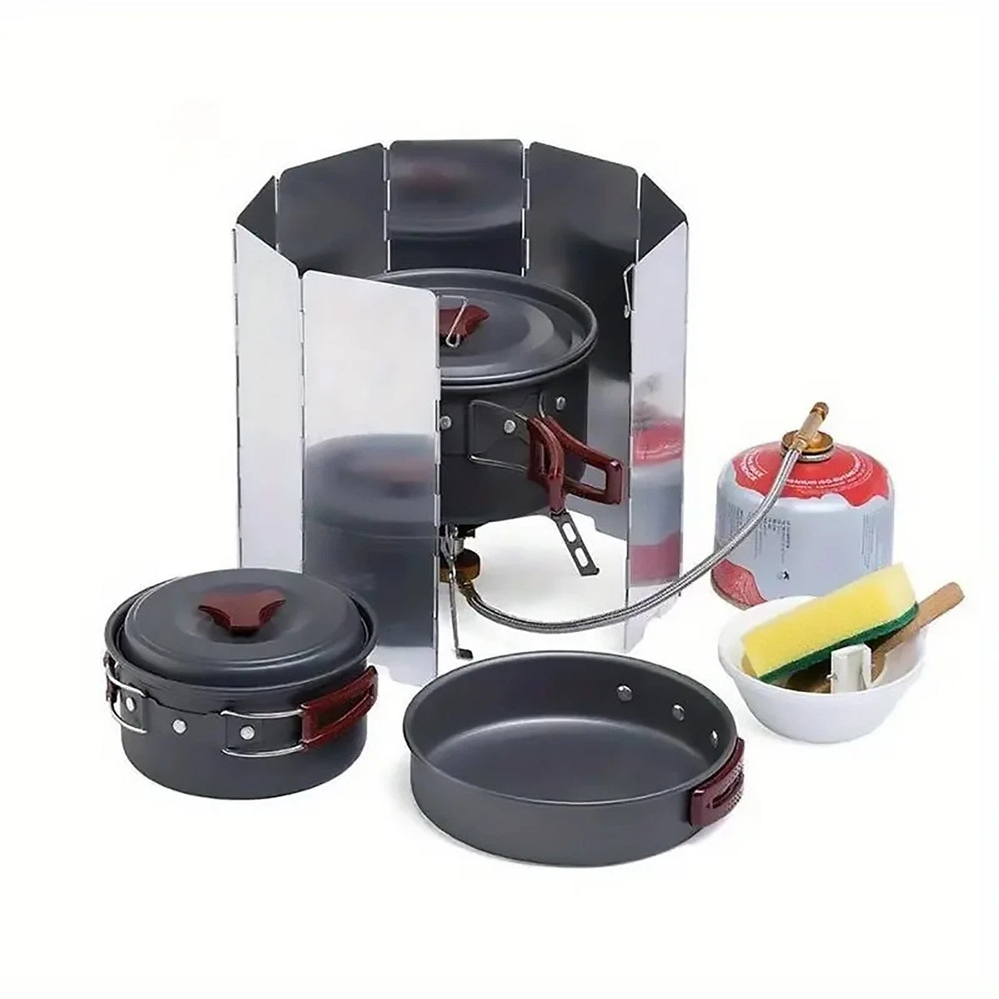 2x Camping Stove Wind Shield 10 Plates Foldable Aluminum Alloy