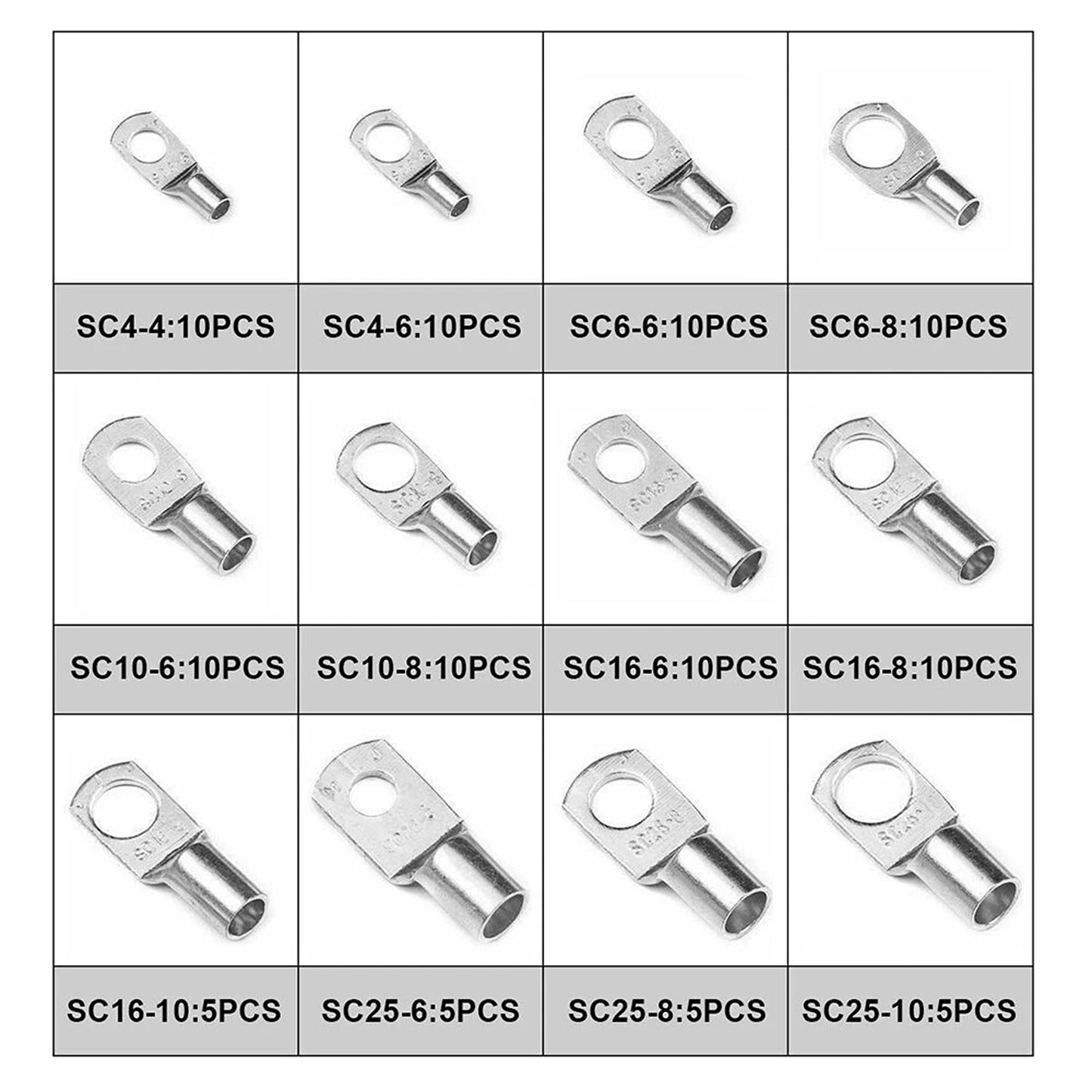 220 Piece Cable Lug Kit with Crimper and Copper Terminals
