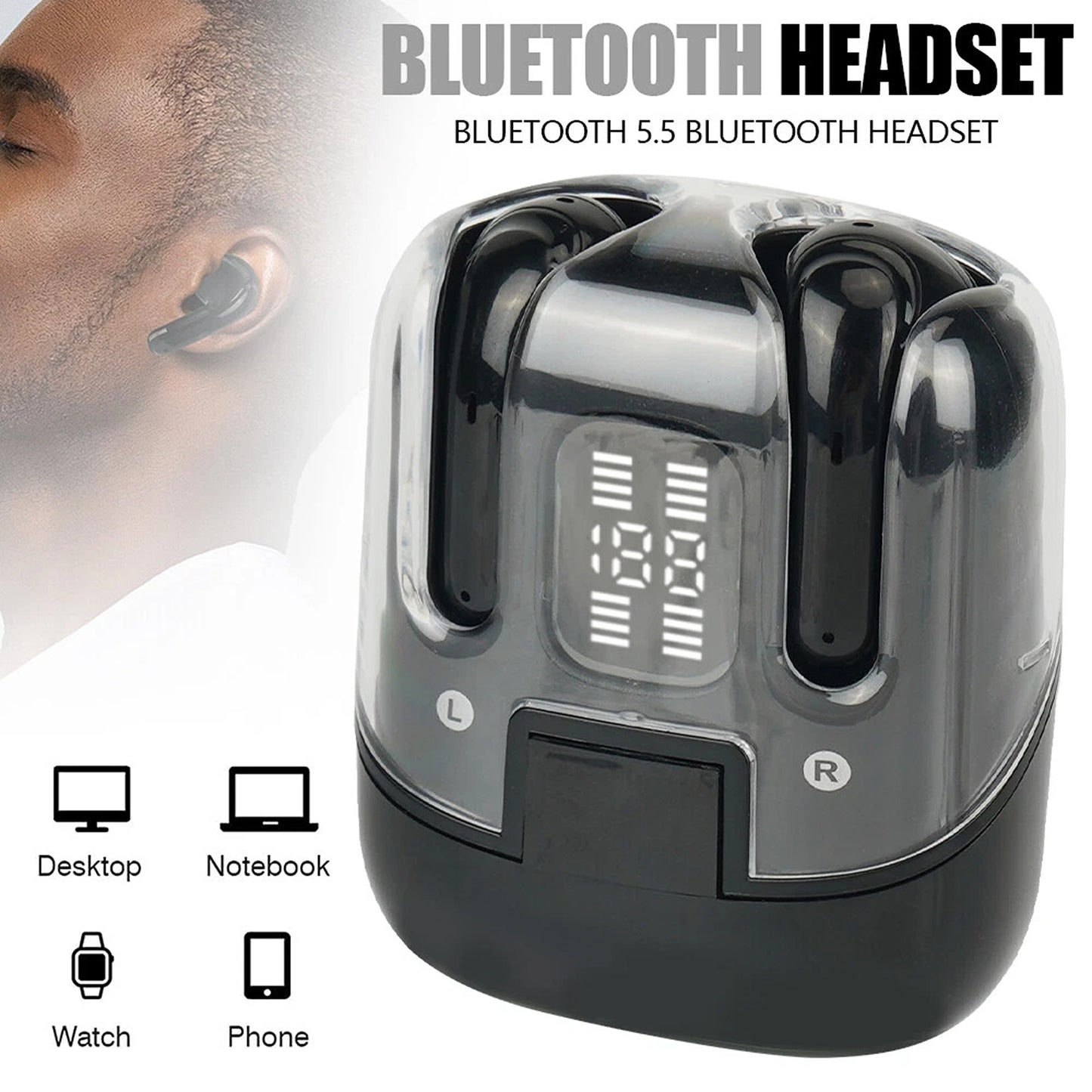 TWS Wireless Bluetooth Earbuds for iPhone Samsung and Android