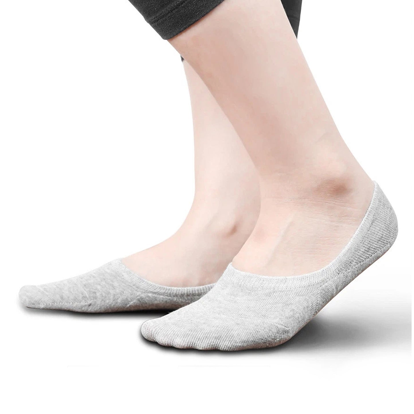 Invisible Socks for Men Women Low Cut Non Slip 5 Pairs - Grey