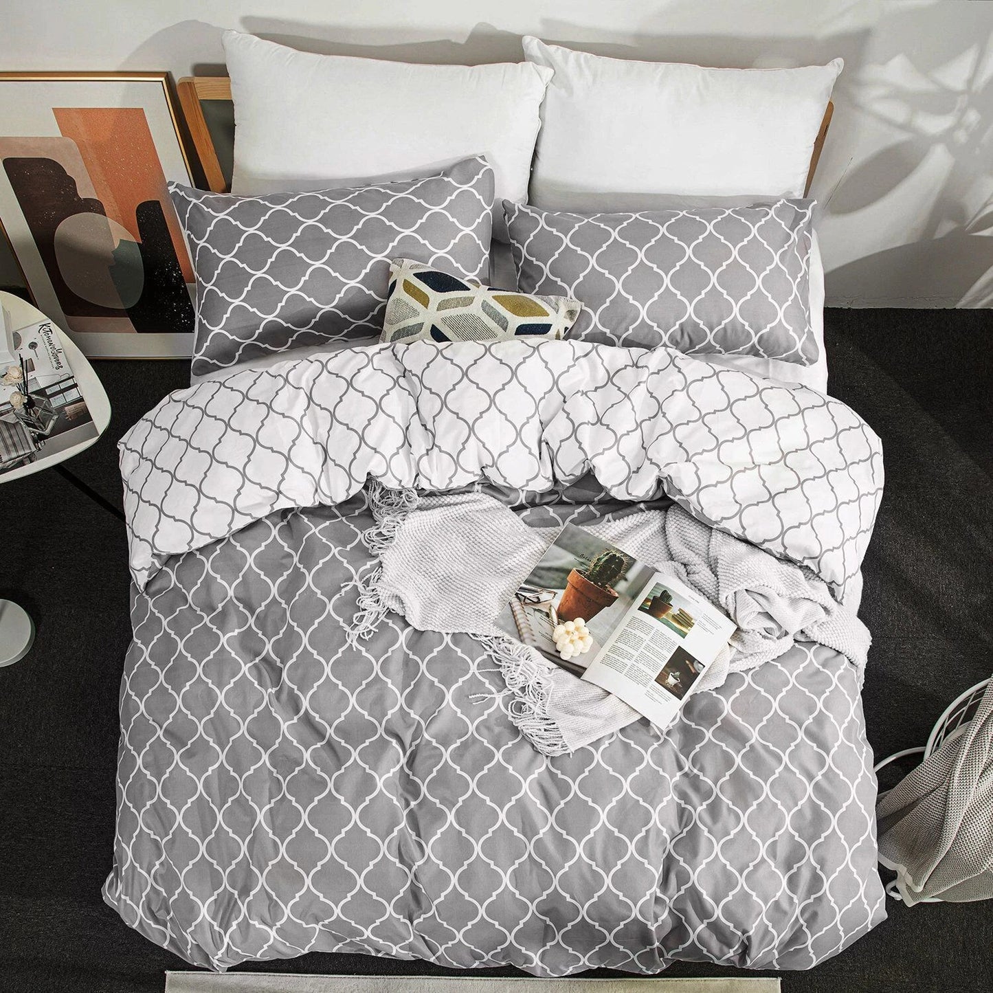 Ultra Soft Quilt Duvet Doona Cover Set with Pillowcase All Sizes - Geometry Print