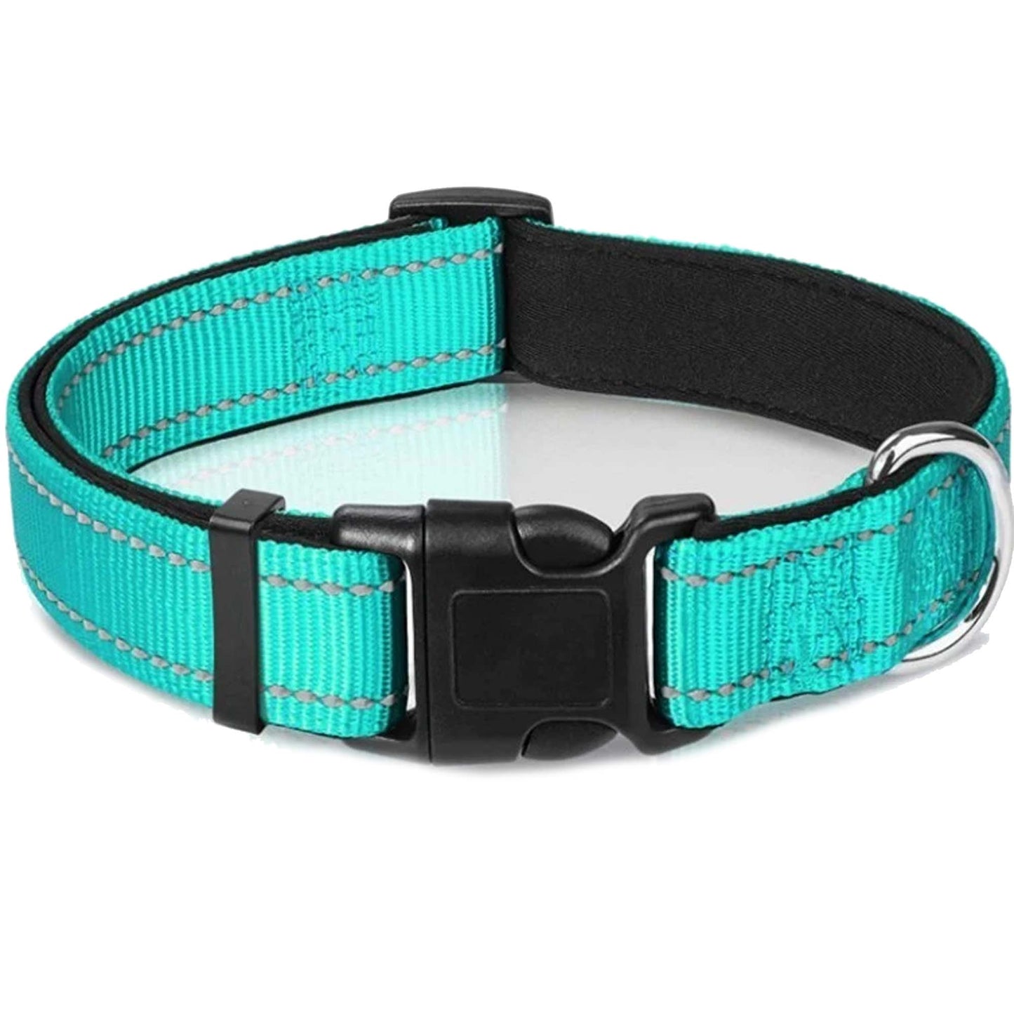 Cyan Adjustable Pet Collar with Safety Lock Buckle