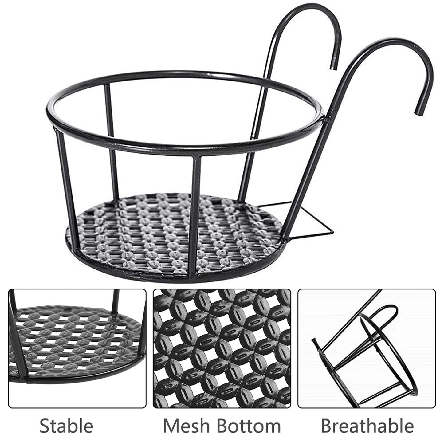 Hanging Metal Flower Holder Shelf Stand Basket Garden Storage 6x