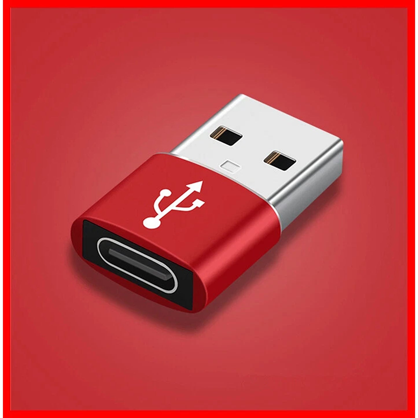 Red USB Type A Male to USB C Female Charging Port Adapter Converter