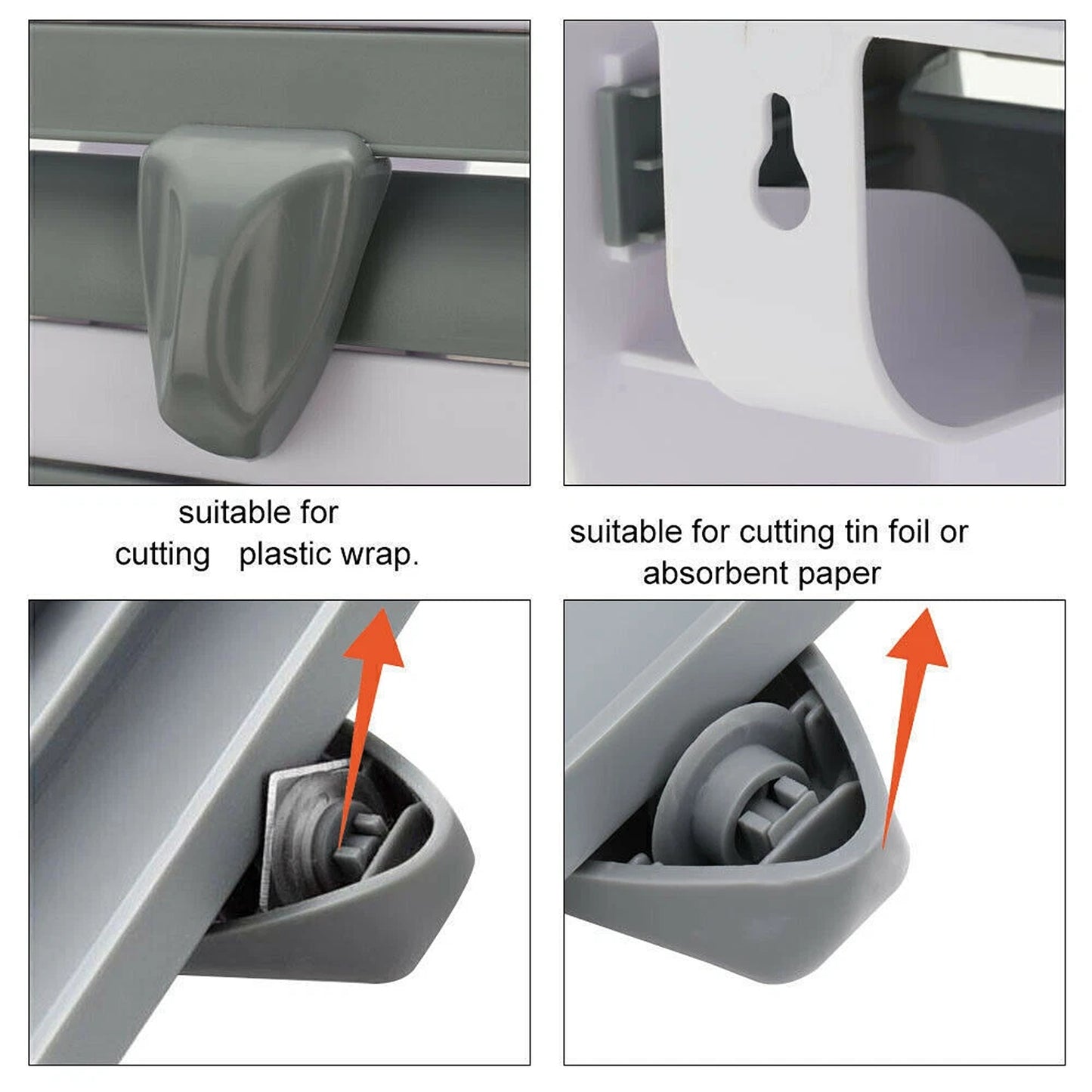 4 in 1 Kitchen Wrap Organizer with Foil Cling Film and Towel Holder Wall Mount Cutter