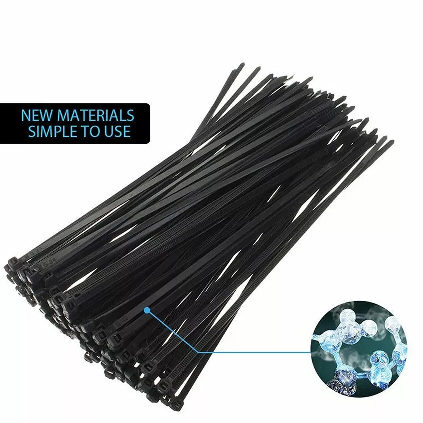 Black Nylon Cable Ties UV Stabilized 100pcs
