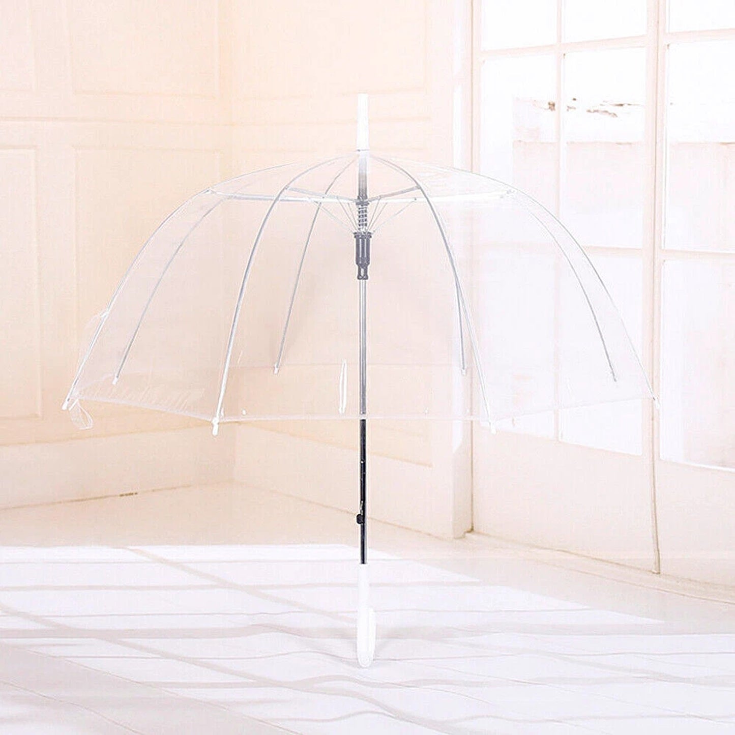 Clear Handle Dome Transparent Rain Umbrella Waterproof Semi Automatic
