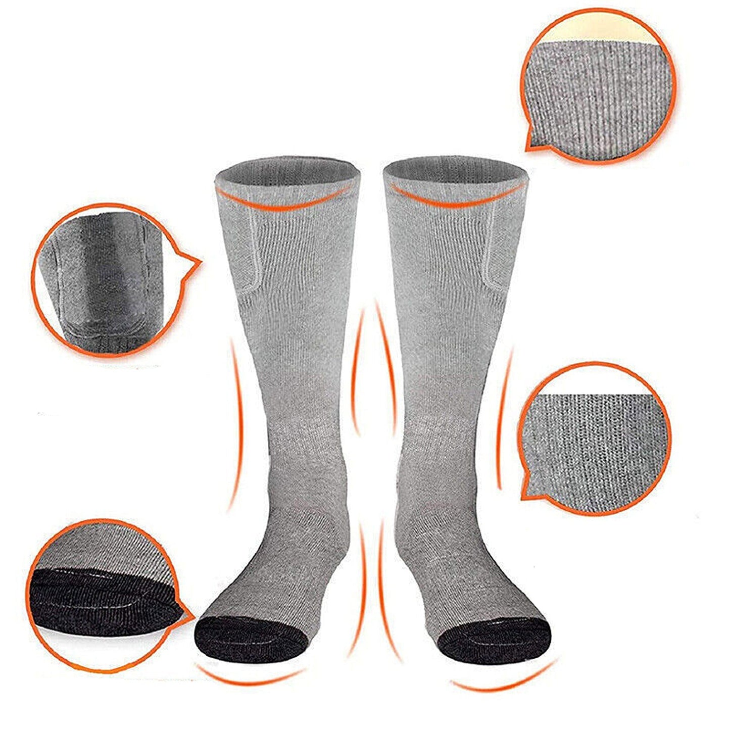 Electric Heated Socks Boot Warmer USB Rechargeable - Grey