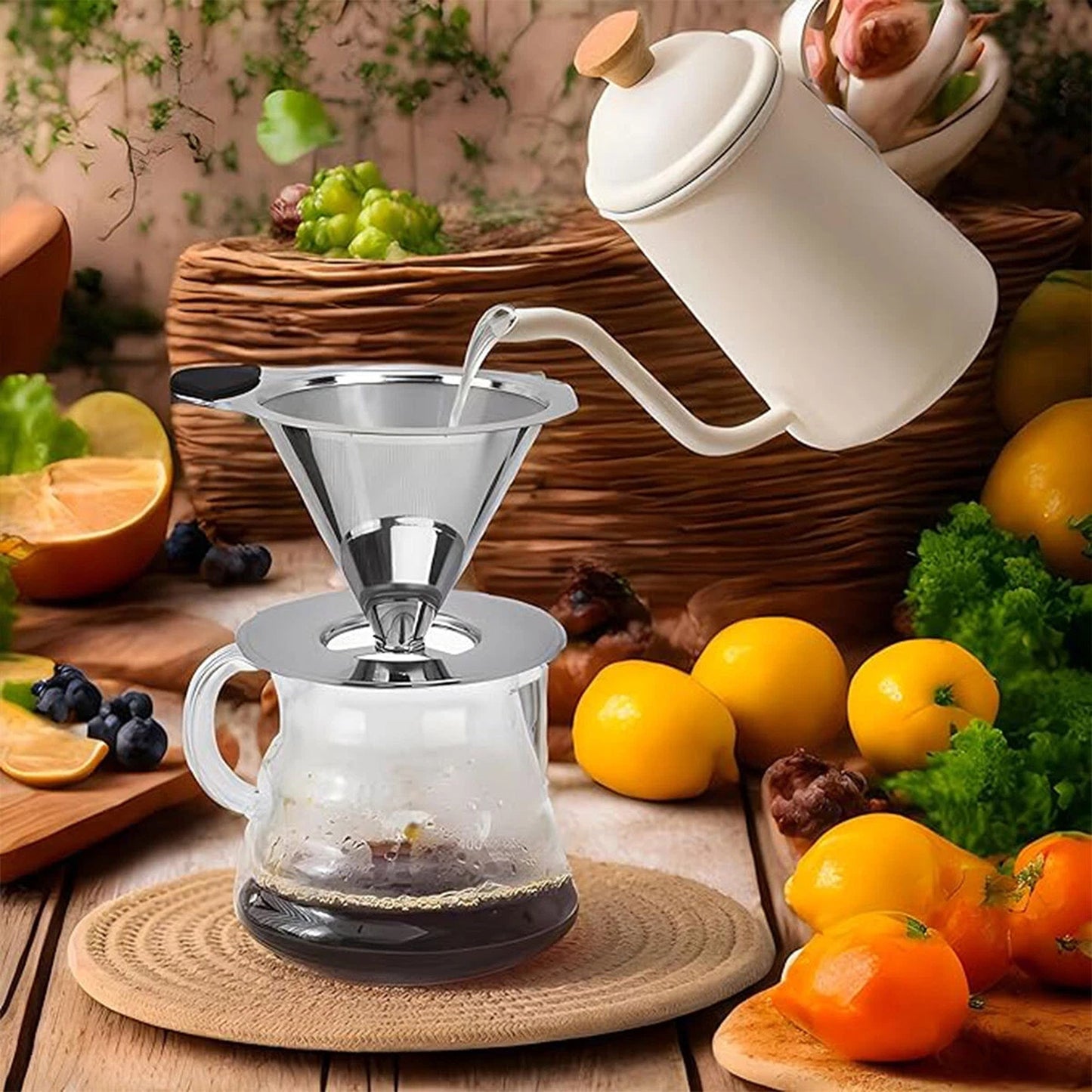 Stainless Steel Double Layer Coffee Filter 600 Mesh Paperless