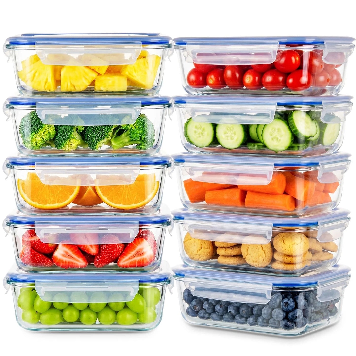 10 Pack Glass Meal Prep Containers with Leakproof Lids