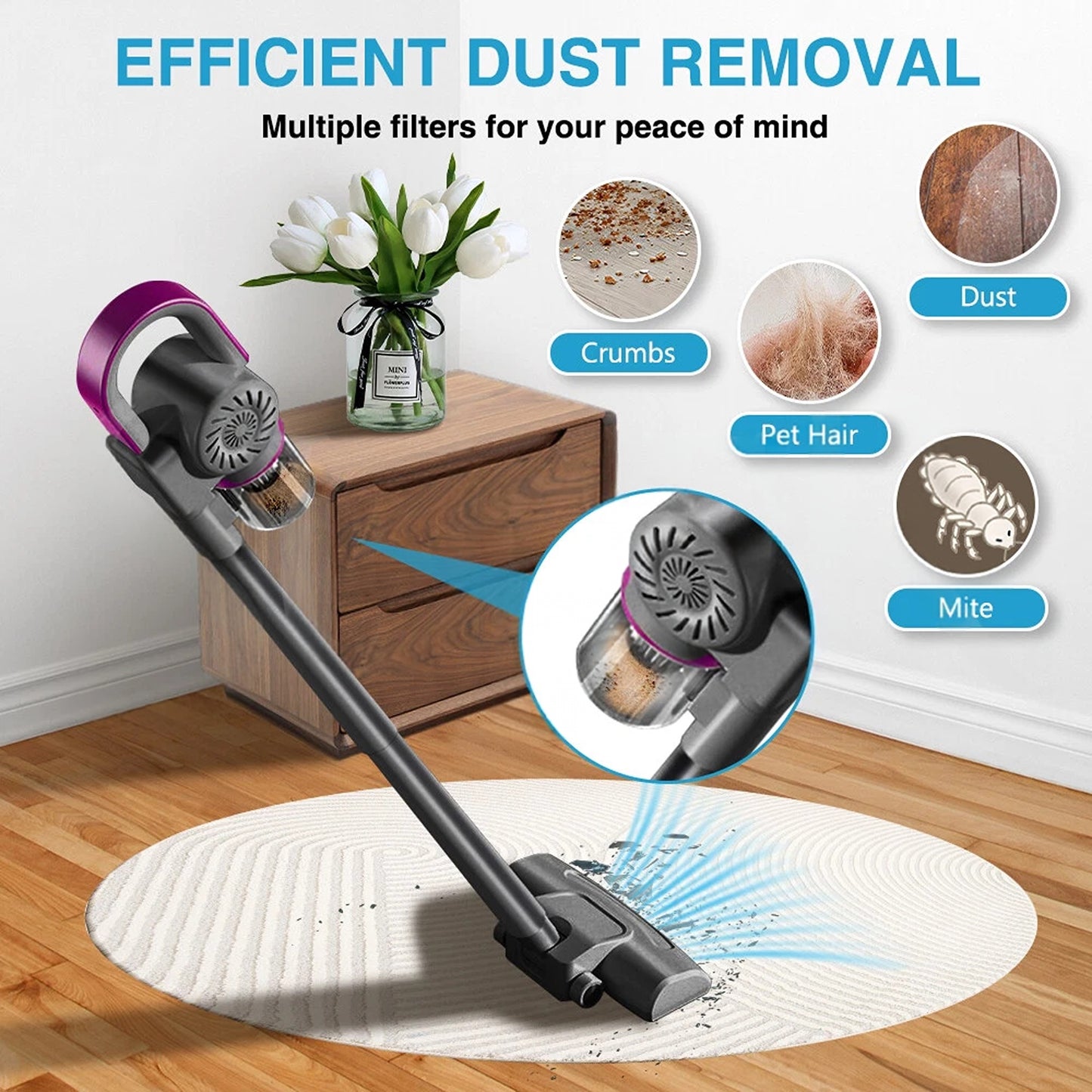 Cordless Handstick Vacuum Cleaner Handheld Upright for Home