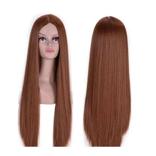 Auburn Brown Blonde Long Straight Costume Wig with Adjustable Cap