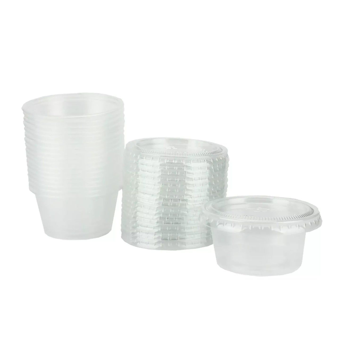 Plastic Sauce Containers with Lids 2oz 60ml Dipping Small Storage - 20pcs
