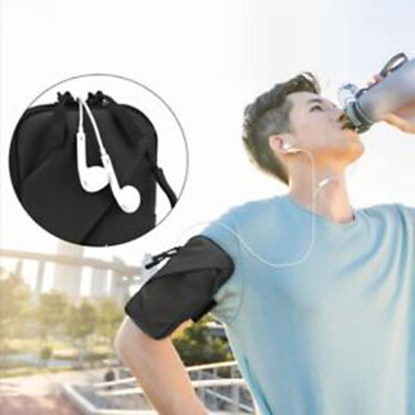 Running Exercise Phone Arm Band Pouch Case - Blue