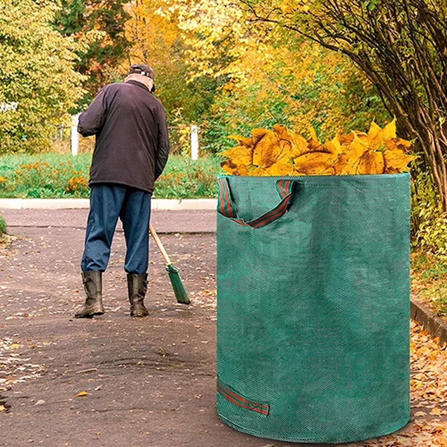 4 Piece 270L Garden Waste Bag Reusable Leaf Grass Rubbish Sack