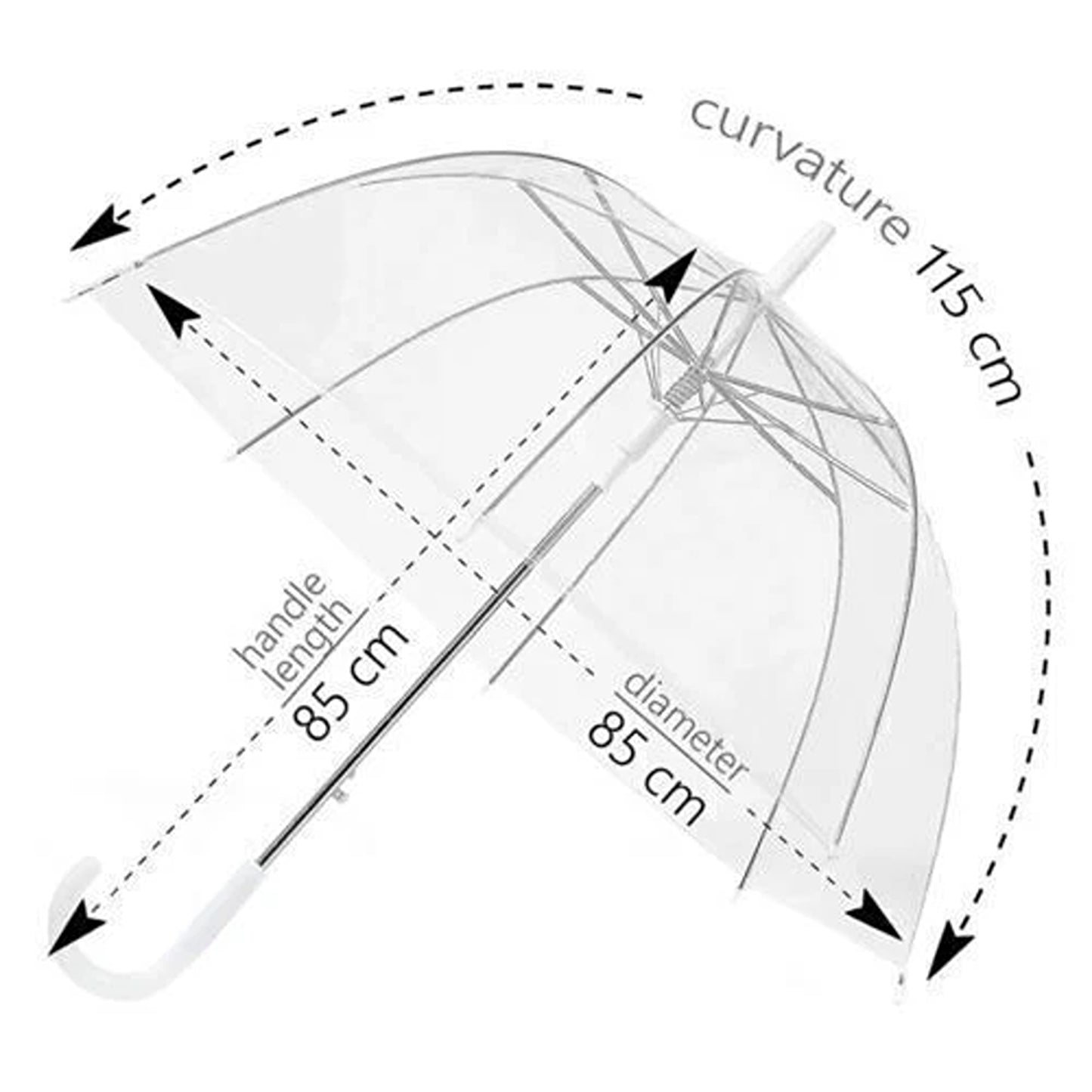 Clear Handle Dome Transparent Rain Umbrella Waterproof Semi Automatic