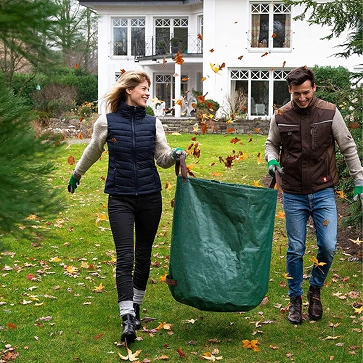 4 Piece 270L Garden Waste Bag Reusable Leaf Grass Rubbish Sack