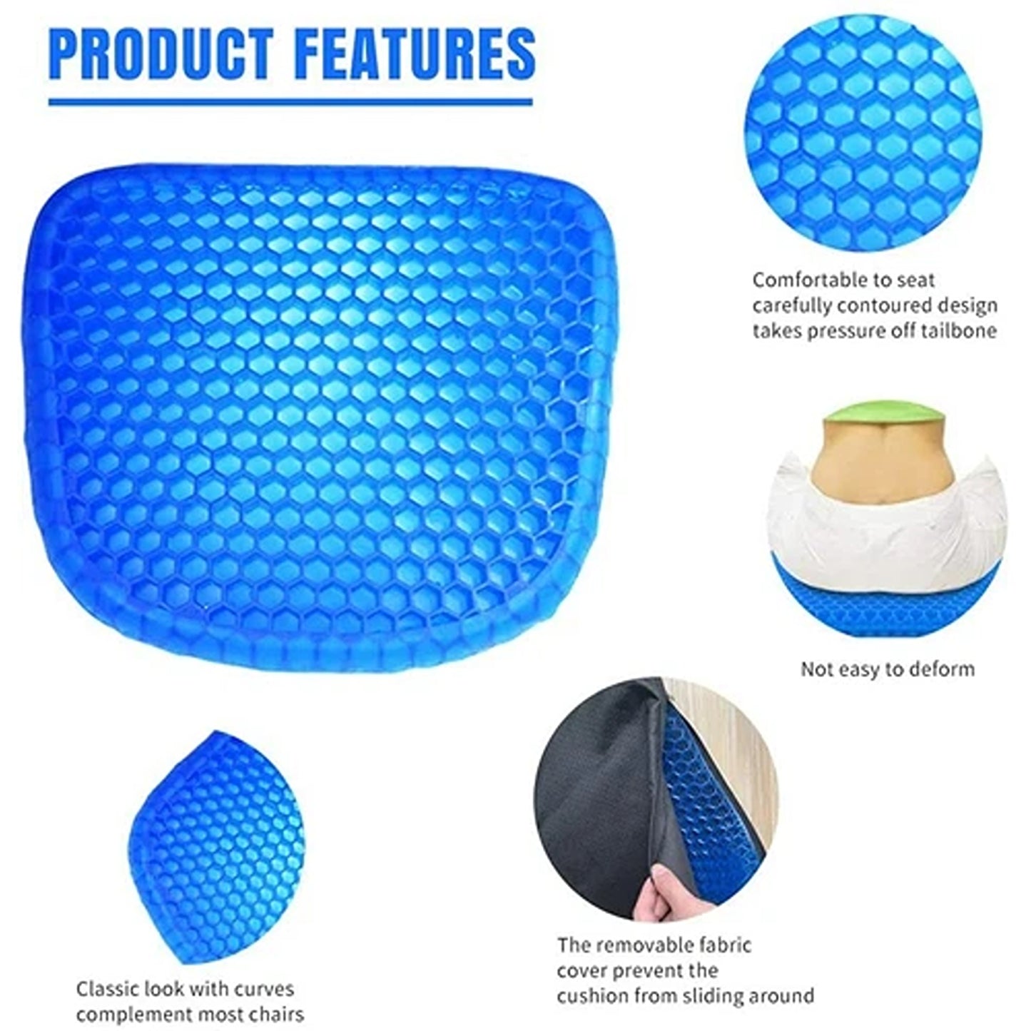 Gel Seat Cushion for Lower Back Pain and Pressure Relief