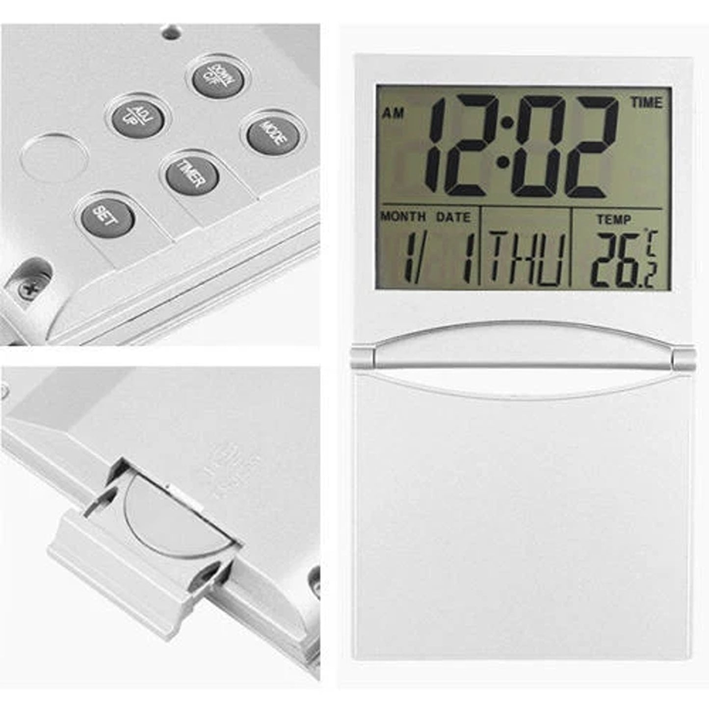 Home Desk Alarm Clock with LCD Screen Thermometer Timer and Calendar