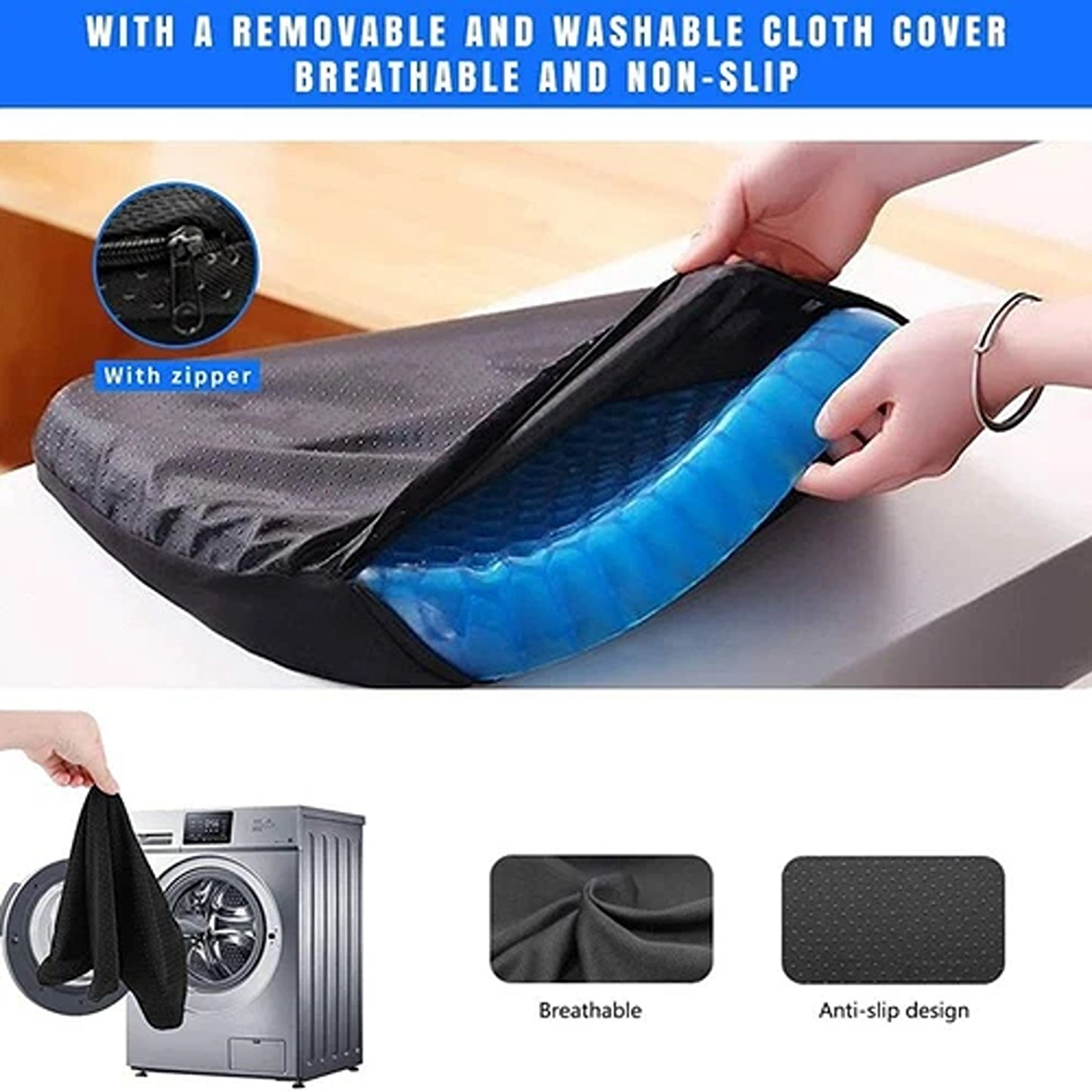 Gel Seat Cushion for Lower Back Pain and Pressure Relief