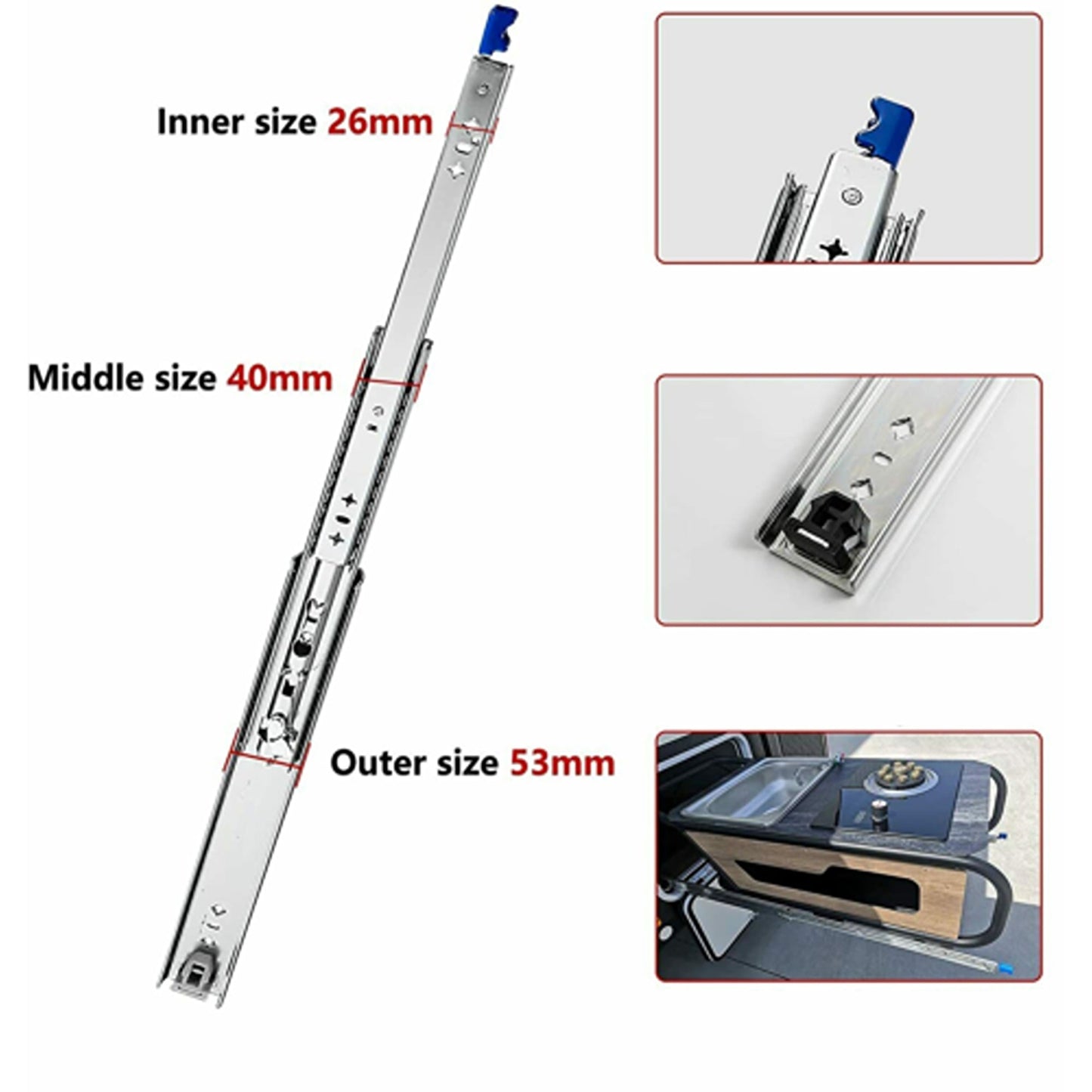 1500mm Heavy Duty Locking Drawer Slides 125KG Trailer Runners 2x