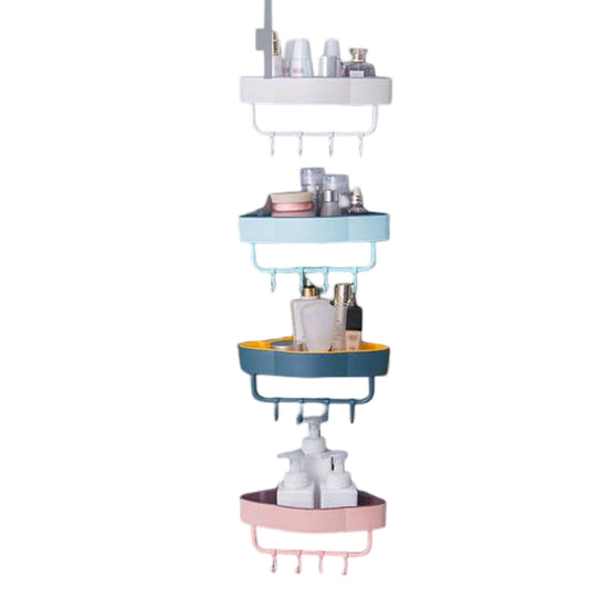 1x Kitchen Bathroom Corner Shower Suction Shelf Wall Storage Caddy Rack Basket
