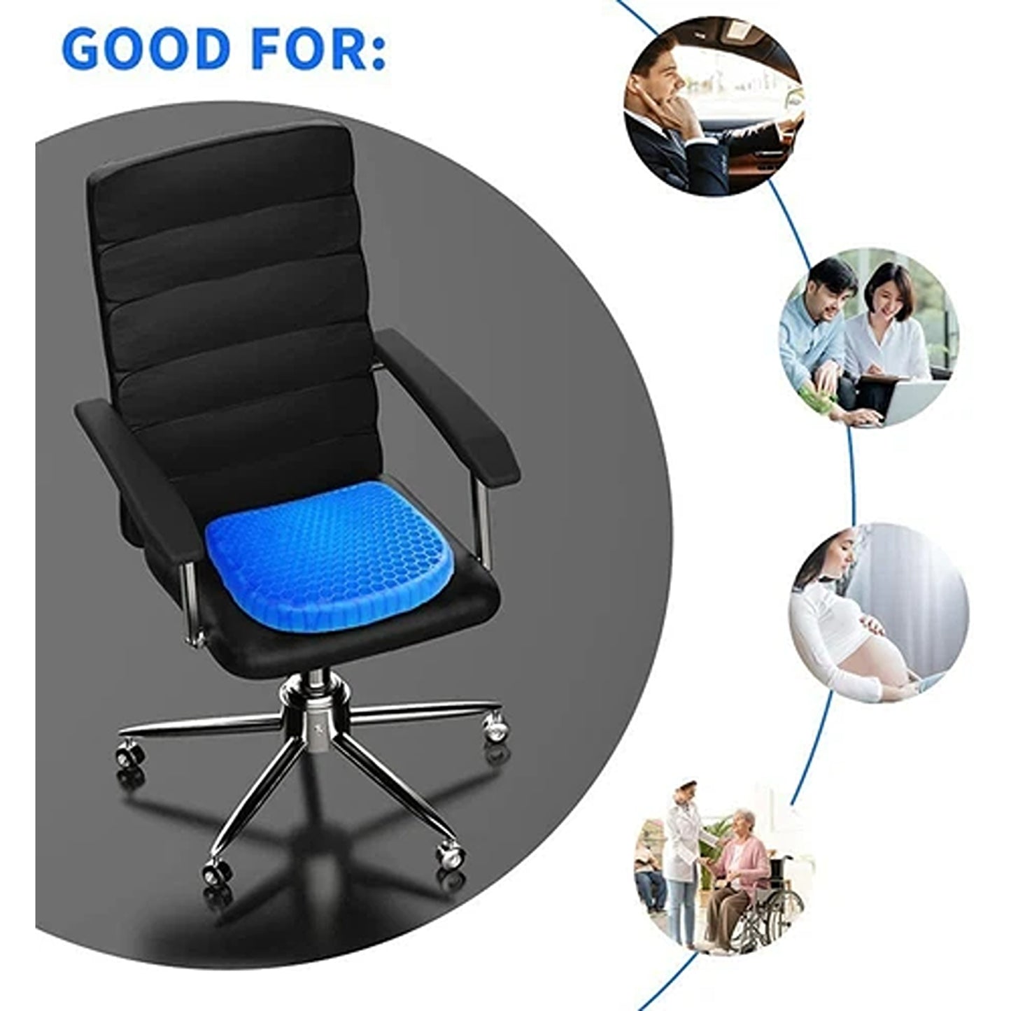 Gel Seat Cushion for Lower Back Pain and Pressure Relief
