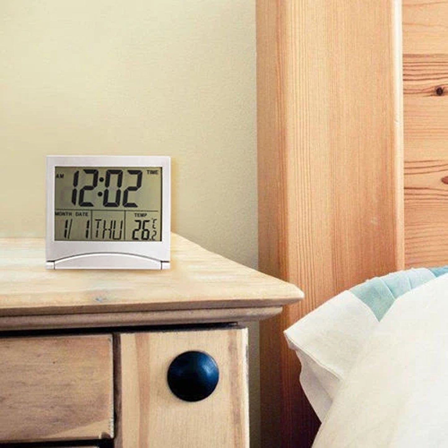 Home Desk Alarm Clock with LCD Screen Thermometer Timer and Calendar