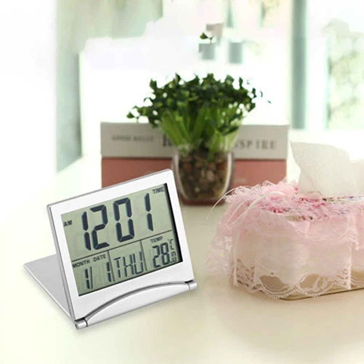 Home Desk Alarm Clock with LCD Screen Thermometer Timer and Calendar