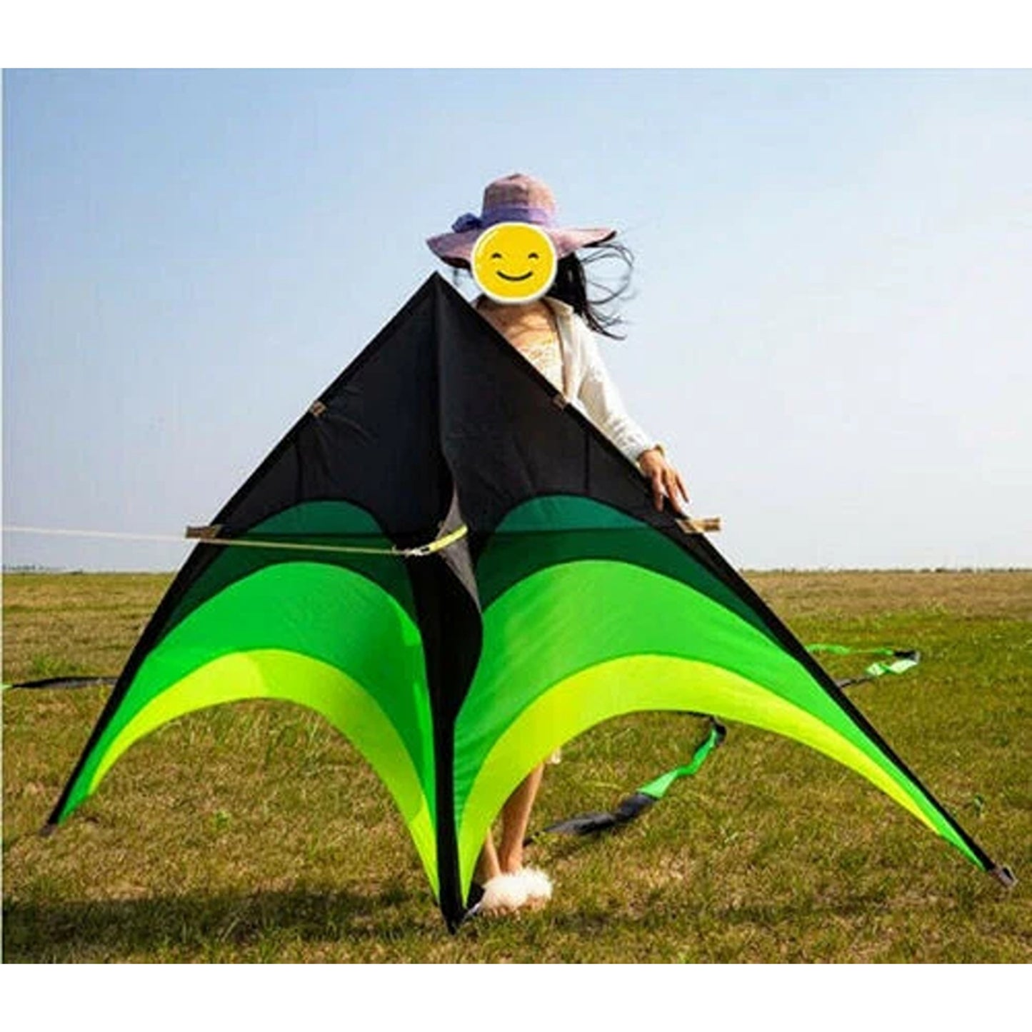 Large Delta Stunt Kite Kit with Wheel Line and Tail for Kids