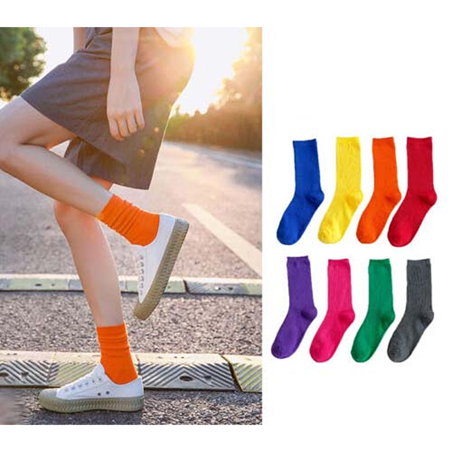 Solid Pure Colour Formal Cotton Fashion Casual Breathable Socks 1 Pair