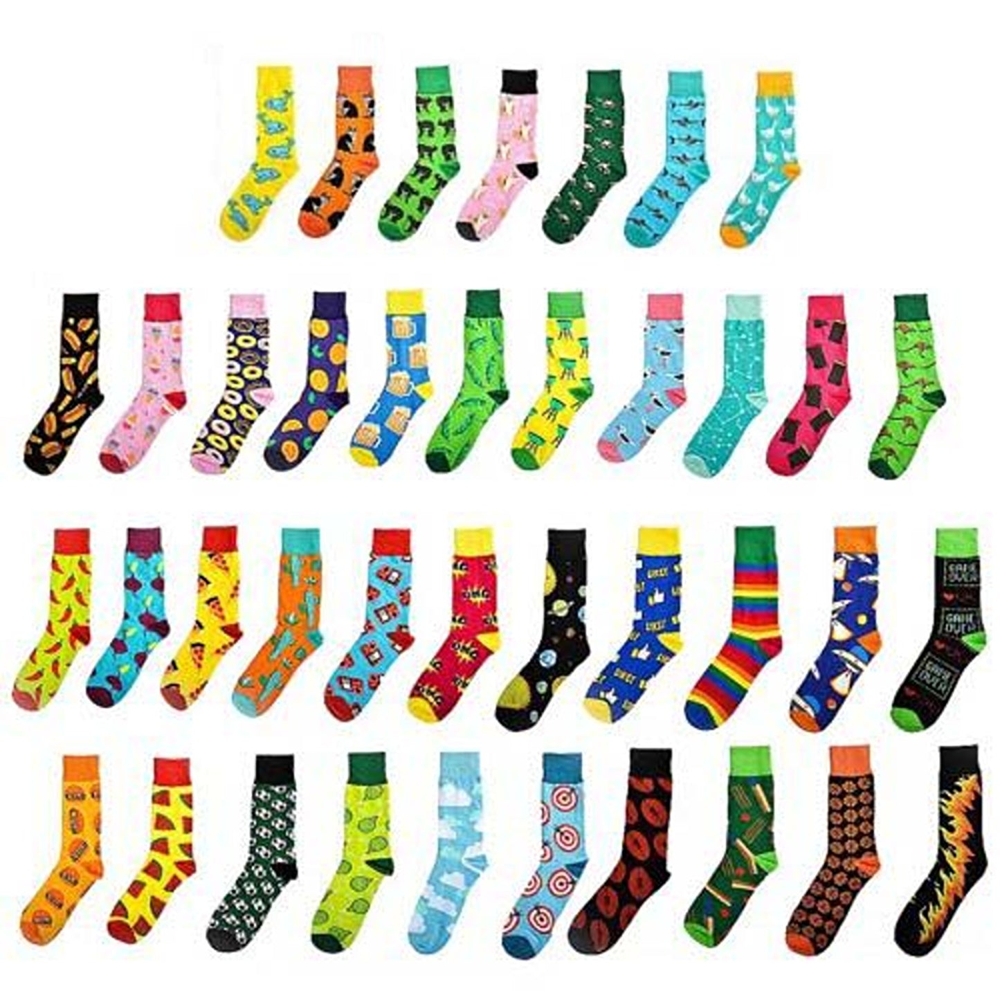 8x Novelty Fun Socks Unisex Cotton Happy Sox Crazy Crew Socks Men Women 5-13