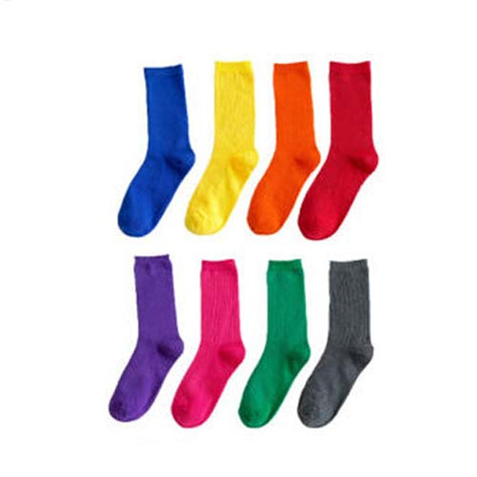 Solid Pure Colour Formal Cotton Fashion Casual Breathable Socks 1 Pair