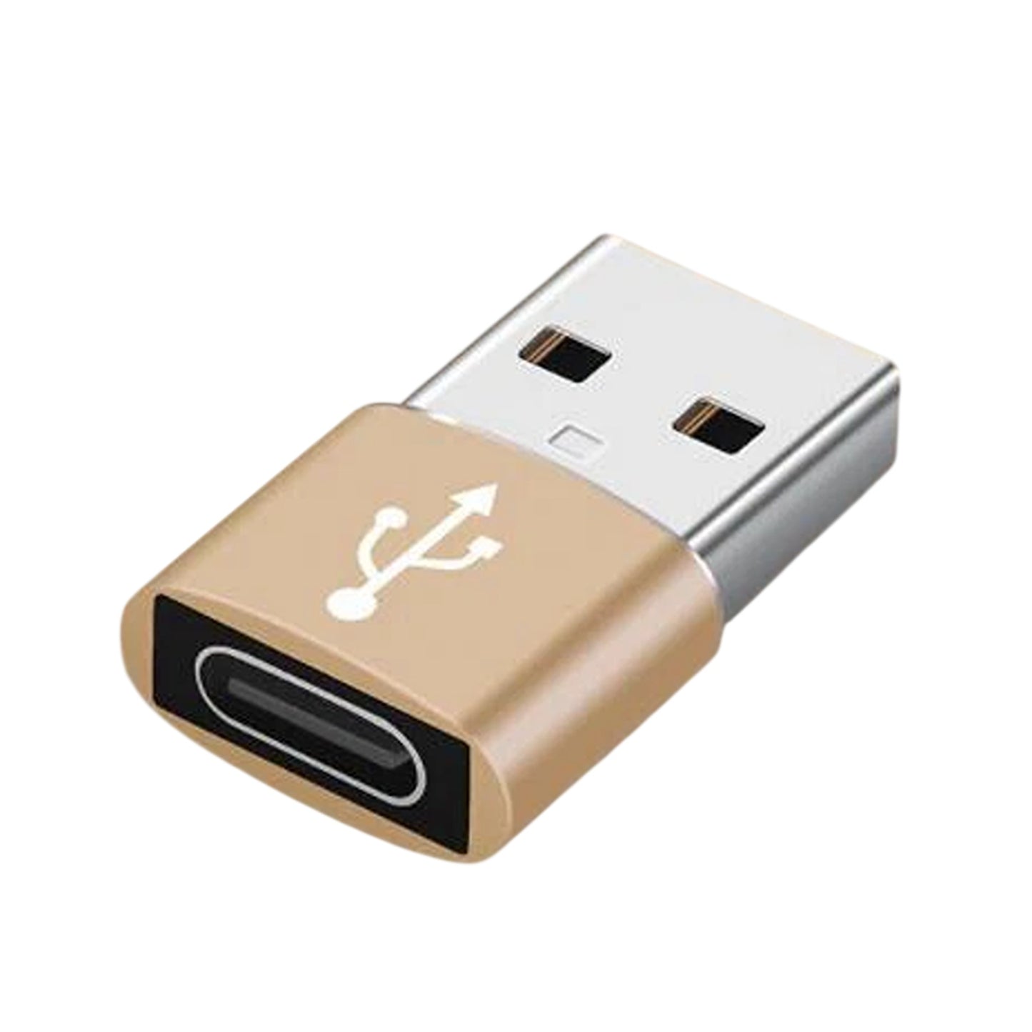 Gold USB Type A Male to USB C Female Charging Port Adapter Converter