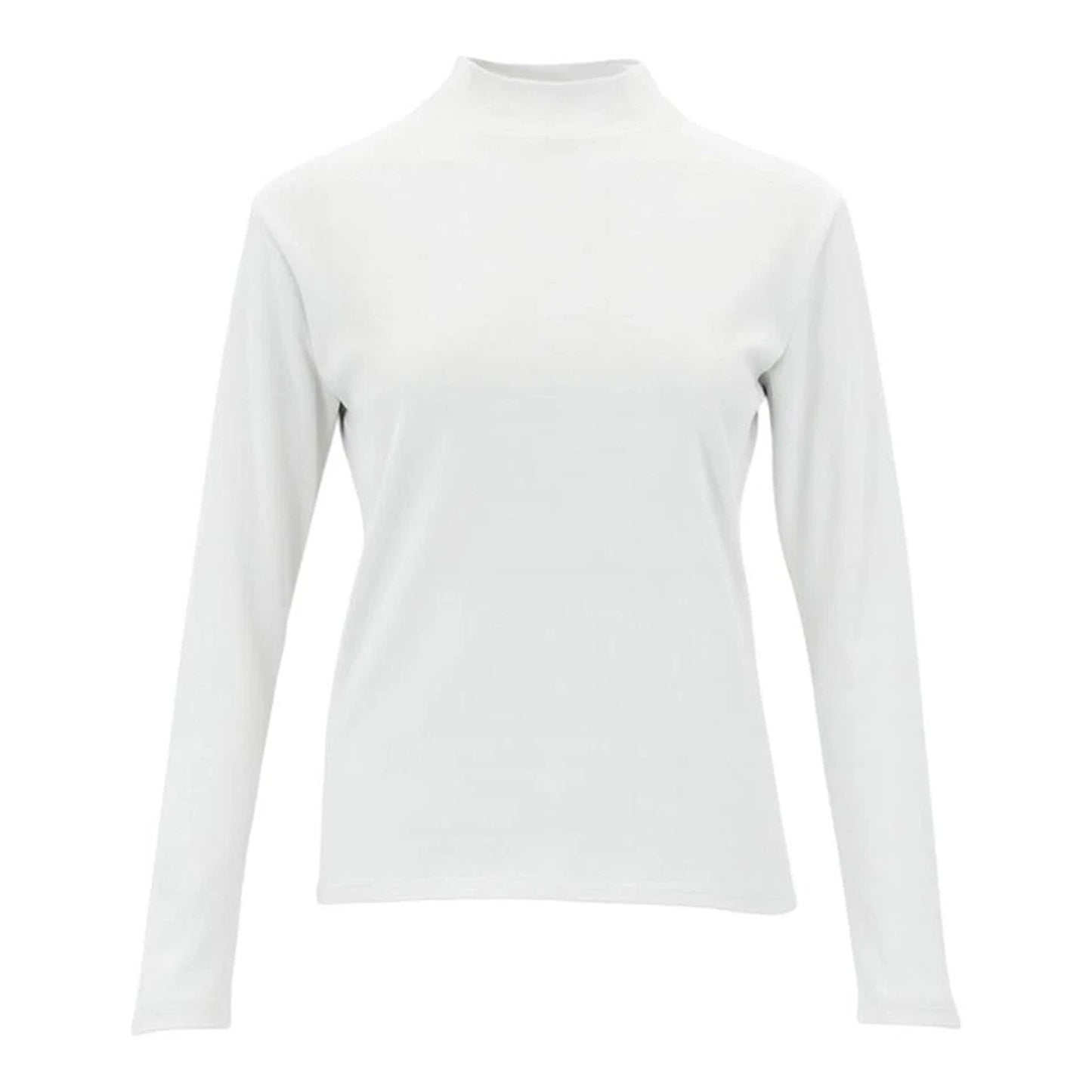 White Unisex Thermal Fleece Mock Neck Base Layer Top