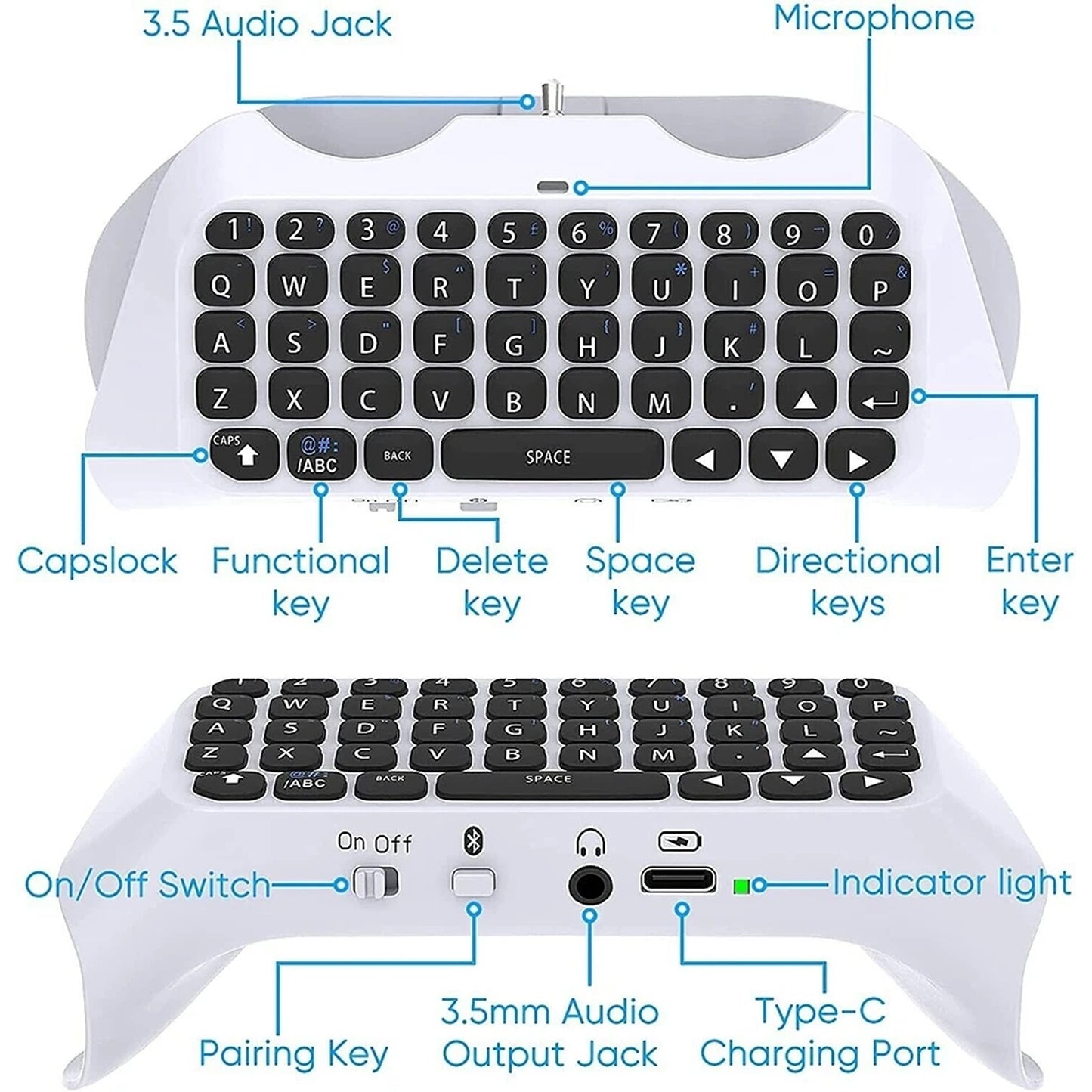 Bluetooth Chat Keyboard Compatible with PS5 Controller